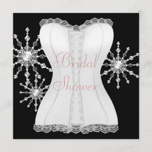 Rosa Schwarz-weiß Corset Snowflakes Brautparty Einladung