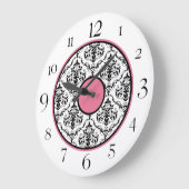 Rosa Schwarz & Weiß Damask Elegant 10,75" Uhr (Winkel)