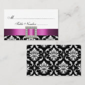 Rosa Schwarz-weiß Damask Hochzeitsfeiern Platzkart Platzkarte (Vorne/Hinten)