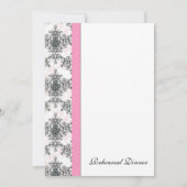 Rosa Schwarz-weiß Damask Probe Abendessen Einladung (Rückseite)
