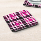 Rosa Schwarz Weiß Flanell Karomuster Design Getränkeuntersetzer (Linke Seite)