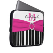Rosa Schwarz-weiß gestrichene IMITATE Ribbon Lapto Laptopschutzhülle (Vorne Rechts)