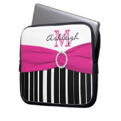 Rosa Schwarz-weiß gestrichene IMITATE Ribbon Lapto Laptopschutzhülle (Vorderseite Links)
