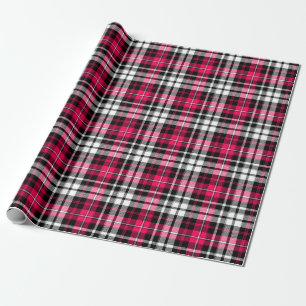Rosa Schwarz Weiß Kariert Tartan  Geschenkpapier