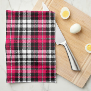 Rosa Schwarz Weiß Kariert Tartan  Geschirrtuch