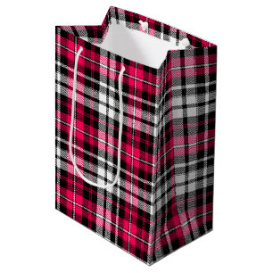 Rosa Schwarz Weiß Kariert Tartan  Mittlere Geschenktüte