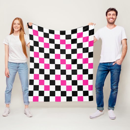 Rosa Schwarz Weiß kariertes Musterdesign  Fleecedecke (Beispiel)