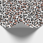 Rosa Schwarz-weiß Leopard Geschenkpapier (Ecke)