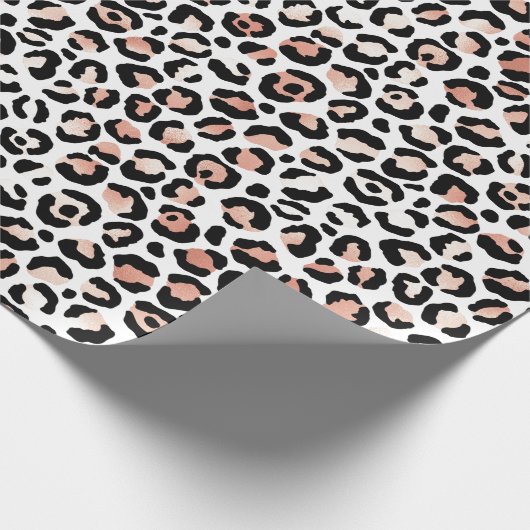 Rosa Schwarz-weiß Leopard Geschenkpapier (Ecke)