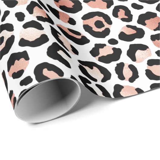 Rosa Schwarz-weiß Leopard Geschenkpapier (Rolleneckpunkt)