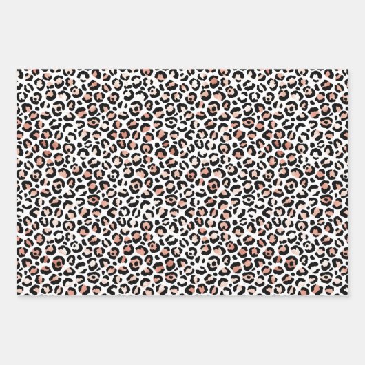 Rosa Schwarz-weiß Leopard Geschenkpapier Set (Vorderseite)