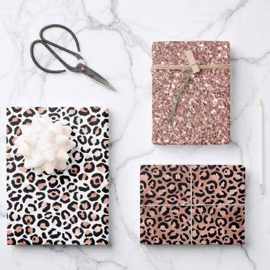 Rosa Schwarz-weiß Leopard Geschenkpapier Set (Vorderseite)
