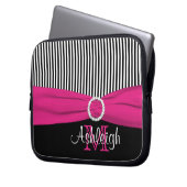 Rosa Schwarz-weiß mit dem IMITAT Ribbon-Laptop-Sie Laptopschutzhülle (Vorderseite Links)