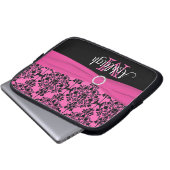 Rosa Schwarz-weiß mit IMITAT Band-Laptop-Hülse Laptopschutzhülle (Vorne Knopf)