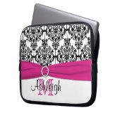 Rosa Schwarz-weiß mit IMITAT Band-Laptop-Hülse Laptopschutzhülle (Vorderseite Links)