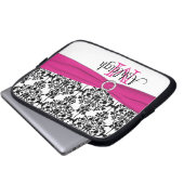 Rosa Schwarz-weiß mit IMITAT Band-Laptop-Hülse Laptopschutzhülle (Vorne Knopf)