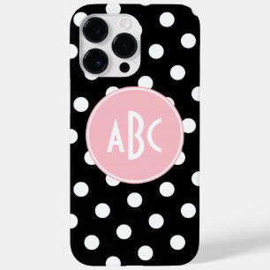 Rosa Schwarz-Weiß-Polka-Punkt-Monogramm Case-Mate iPhone Hülle