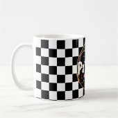 rosa Schwarz-Weiß-Schachtel-Monogramm Kaffeetasse (Links)