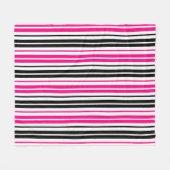 Rosa Schwarz Weiß Streifen Muster Design Fleecedecke (Vorderseite (Horizontal))