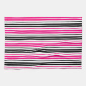 Rosa Schwarz Weiß Streifen Muster Design Geschirrtuch (Horizontal)