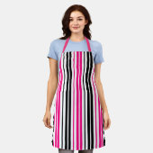 Rosa Schwarz Weiß Streifen Muster Design Schürze (Getragen)