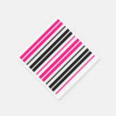 Rosa Schwarz Weiß Streifen Muster Design  Serviette (Ecke)