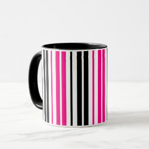 Rosa Schwarz Weiß Streifen Muster Design  Tasse