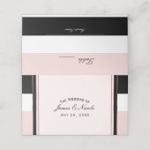 Rosa Schwarz/Weiß Streifen Tischnummer Platz Platzkarte (Außenseite Aufgefaltet)