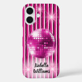 Rosa Schwarz-weiß Strip Disco Ball Sparkone Case-Mate iPhone Hülle (Rückseite)