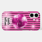 Rosa Schwarz-weiß Strip Disco Ball Sparkone Case-Mate iPhone Hülle (Rückseite (Horizontal))