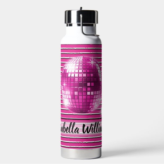 Rosa Schwarz-weiß Strip Disco Ball Sparkone Trinkflasche (Links)