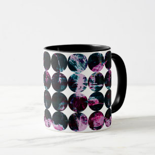 Rosa Schwarz Weiß Textur Kreis Muster Kunst. Tasse