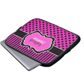 Rosa, schwarz, weiß, Tupfen-Streifen-Laptop-Hülse Laptopschutzhülle (Vorne Knopf)