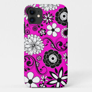 Rosa Schwarz-weiße Blume Art iPhone 5 Fall 11 Hülle