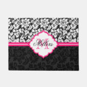 Rosa schwarz-weiße Damaskus Fußmatte (Vorderseite)