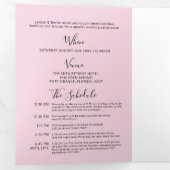 Rosa, Schwarz-weiße kleine Herzhochzeit Dreifach Gefaltete Einladung (Innen Erste Seite)