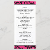 Rosa Schwarz-weiße Kronleuchter-Hochzeitkarte Menükarte (Rückseite)