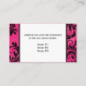 Rosa Schwarz-weiße Kronleuchter-Hochzeitskarte Begleitkarte (Rückseite)