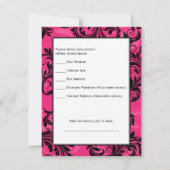 Rosa Schwarz-weiße Kronleuchter-Rollenkarte RSVP Karte (Rückseite)