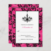 Rosa Schwarz-weiße Kronleuchter-Rollenkarte RSVP Karte (Vorne/Hinten)