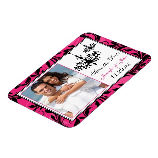 Rosa Schwarz-weiße Kronleuchter speichern das Datu Magnet (Linke Seite)