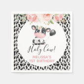 Rosa Schwarz-weiße Kuh Blätterteig Birthday Party Serviette (Vorderseite)