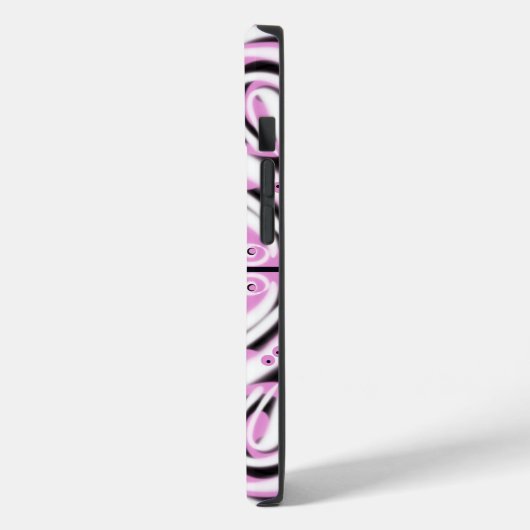 Rosa Schwarz-weiße Kurve Abstraktes Muster Case-Mate iPhone Hülle (Rückseite / Links)