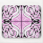 Rosa Schwarz-weiße Kurve Abstraktes Muster Mousepad (Vorne)