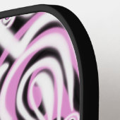 Rosa Schwarz-weiße Kurve Abstraktes Muster Pickleball Schläger (Linke Seite)