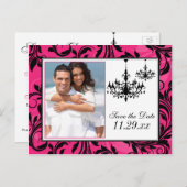 Rosa Schwarz-weiße Lüster Save the Date Karte 2 (Vorne/Hinten)