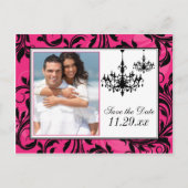 Rosa Schwarz-weiße Lüster Save the Date Karte 2 (Vorderseite)