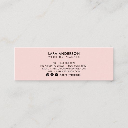 Rosa Schwarz-weiße Monogramm-Initialen mit elegant Mini Visitenkarte (Rückseite)