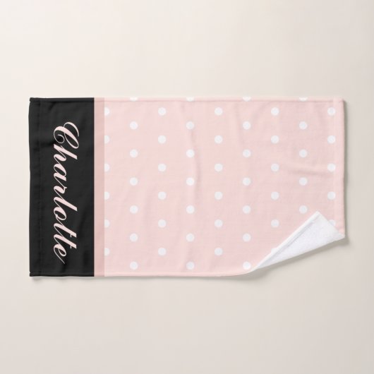 Rosa Schwarz-weiße Polka-Dosen Badhandtuch Set (Handtuch)