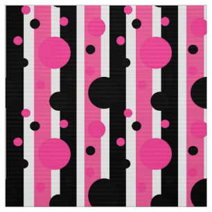 Rosa Schwarz-weiße Polka-Dosen Streifen Stoff